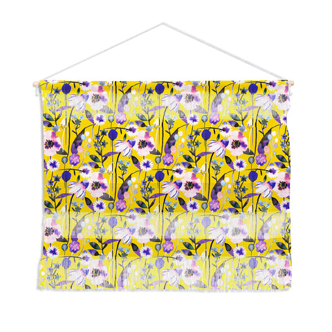 Ninola Design Spring poppies and daisies flowers mustard Wall Hanging Landscape