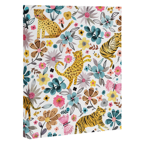 Ninola Design Spring Tigers and Flowers Art Canvas