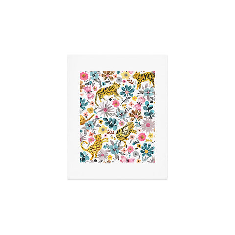 Ninola Design Spring Tigers and Flowers Art Print
