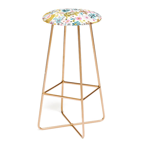 Ninola Design Spring Tigers and Flowers Bar Stool