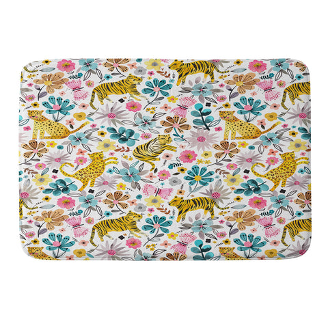 Ninola Design Spring Tigers and Flowers Memory Foam Bath Mat