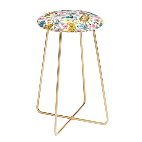 Ninola Design Spring Tigers and Flowers Counter Stool