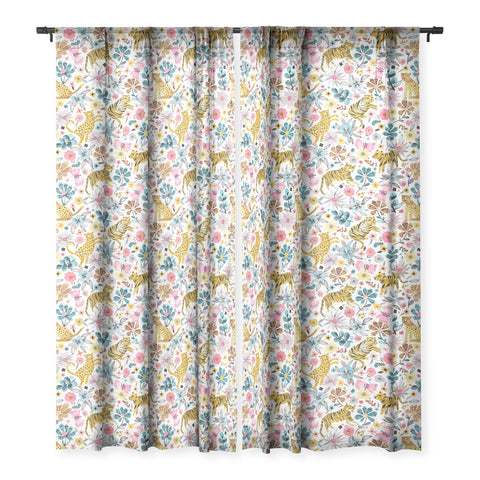 Ninola Design Spring Tigers and Flowers Sheer Window Curtain