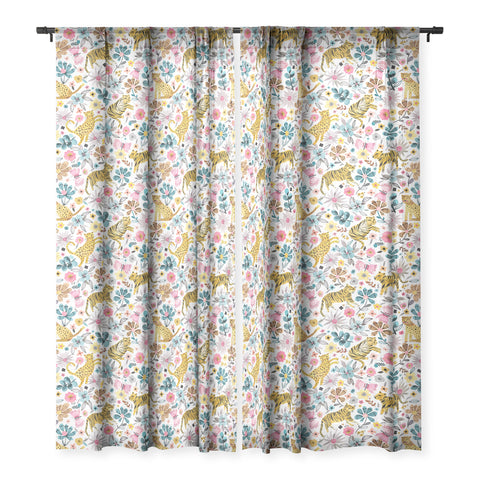 Ninola Design Spring Tigers and Flowers Sheer Window Curtain