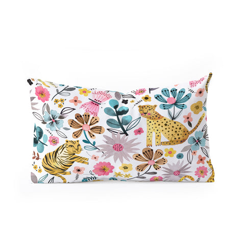 Ninola Design Spring Tigers and Flowers Oblong Throw Pillow