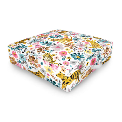 Ninola Design Spring Tigers and Flowers Outdoor Floor Cushion