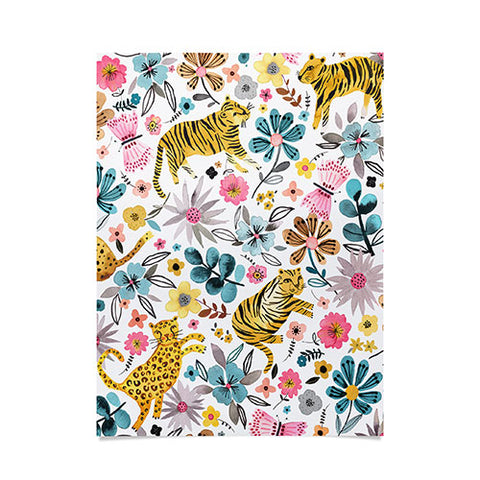 Ninola Design Spring Tigers and Flowers Poster