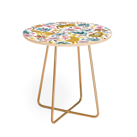 Ninola Design Spring Tigers and Flowers Round Side Table
