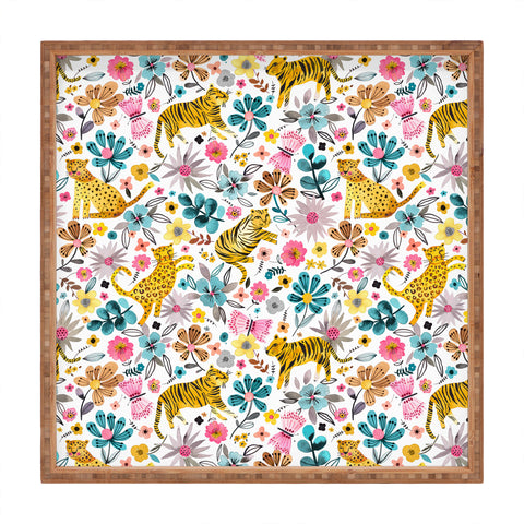 Ninola Design Spring Tigers and Flowers Square Tray