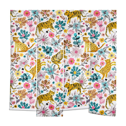Ninola Design Spring Tigers and Flowers Wall Mural