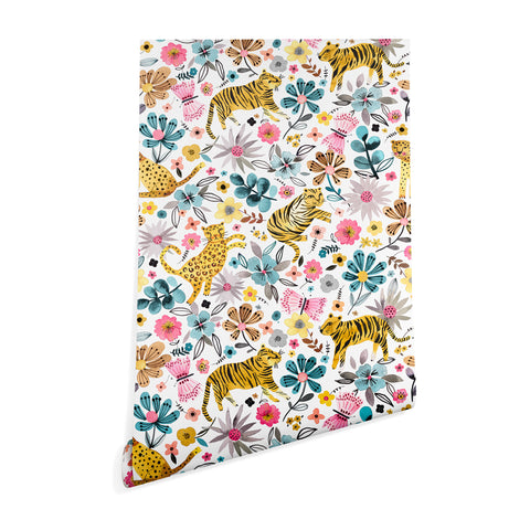 Ninola Design Spring Tigers and Flowers Wallpaper