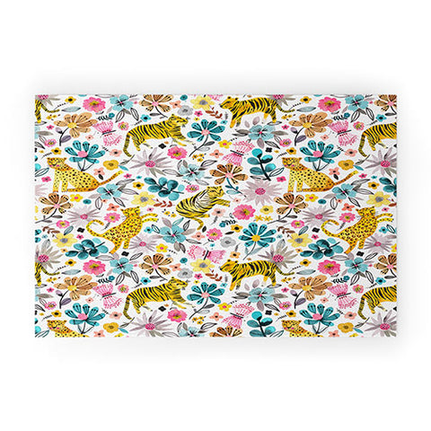Ninola Design Spring Tigers and Flowers Welcome Mat