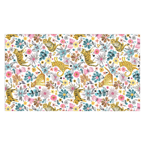 Ninola Design Spring Tigers and Flowers Tablecloth