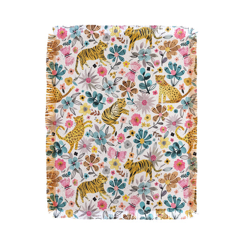 Ninola Design Spring Tigers and Flowers Throw Blanket