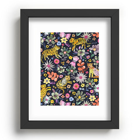 Ninola Design Spring Tigers Jungle Black Recessed Framing Rectangle