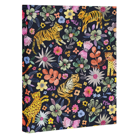 Ninola Design Spring Tigers Jungle Black Art Canvas