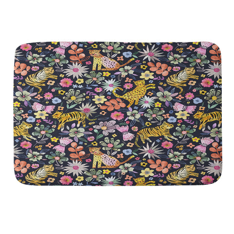Ninola Design Spring Tigers Jungle Black Memory Foam Bath Mat