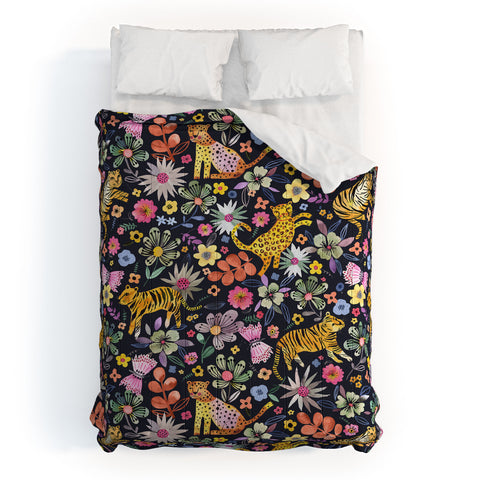Ninola Design Spring Tigers Jungle Black Comforter