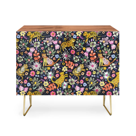 Ninola Design Spring Tigers Jungle Black Credenza
