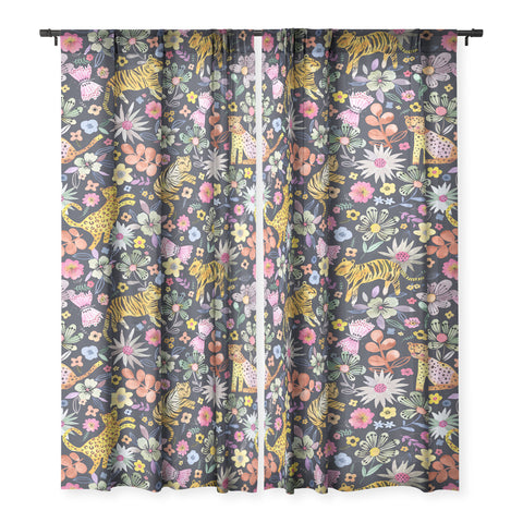 Ninola Design Spring Tigers Jungle Black Sheer Non Repeat