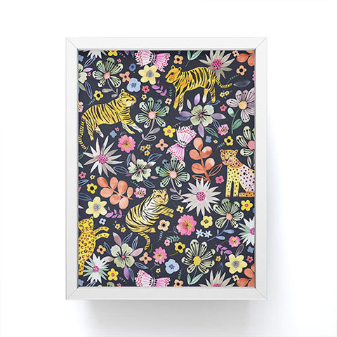 Ninola Design Spring Tigers Jungle Black Framed Mini Art Print