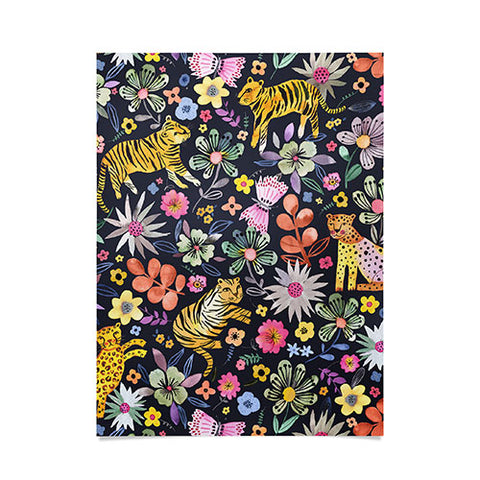 Ninola Design Spring Tigers Jungle Black Poster