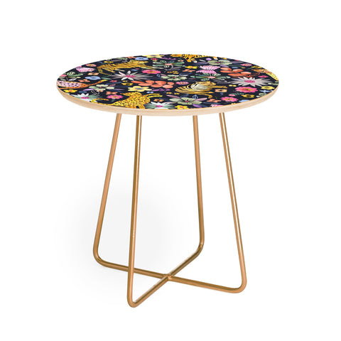 Ninola Design Spring Tigers Jungle Black Round Side Table