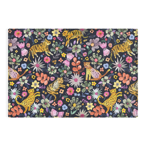 Ninola Design Spring Tigers Jungle Black Outdoor Rug