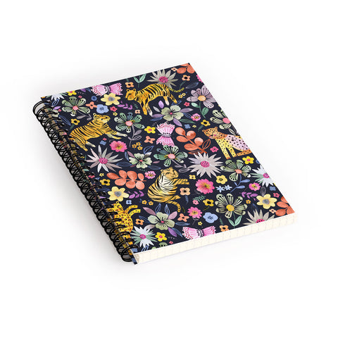 Ninola Design Spring Tigers Jungle Black Spiral Notebook