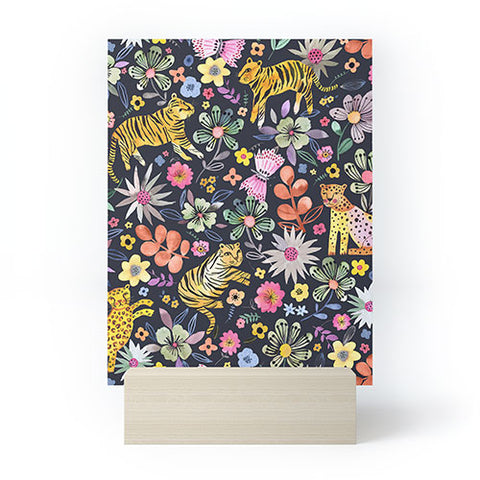 Ninola Design Spring Tigers Jungle Black Mini Art Print