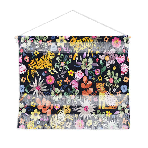 Ninola Design Spring Tigers Jungle Black Wall Hanging Landscape