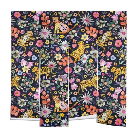 Ninola Design Spring Tigers Jungle Black Wall Mural