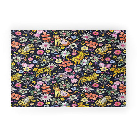 Ninola Design Spring Tigers Jungle Black Welcome Mat