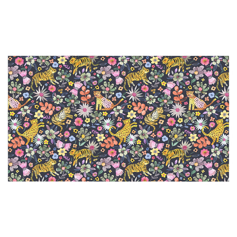 Ninola Design Spring Tigers Jungle Black Tablecloth