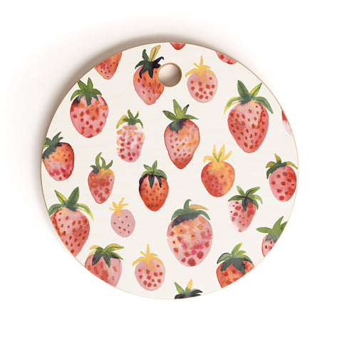 Ninola Design Strawberries Countryside Summer Cutting Board Round