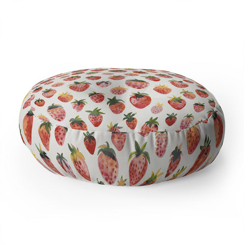 Ninola Design Strawberries Countryside Summer Floor Pillow Round