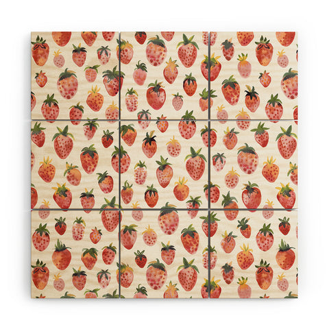 Ninola Design Strawberries Countryside Summer Wood Wall Mural