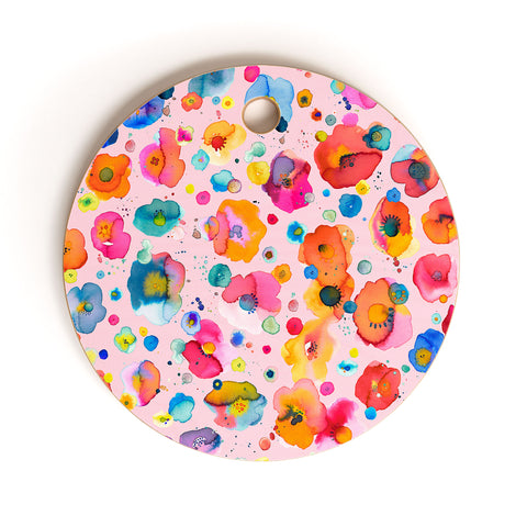 Ninola Design Summer Festival Naive Flowers Cutting Board Round