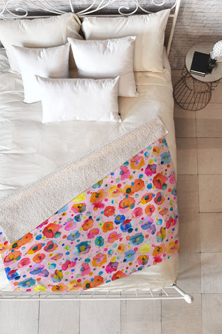 Ninola Design Summer Festival Naive Flowers Fleece Throw Blanket