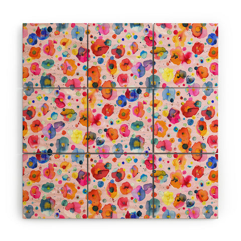 Ninola Design Summer Festival Naive Flowers Wood Wall Mural