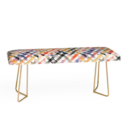 Ninola Design Summer Gingham Squares Watercolor Bench