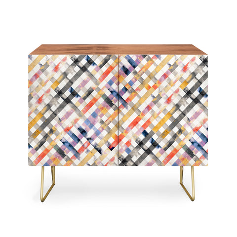 Ninola Design Summer Gingham Squares Watercolor Credenza