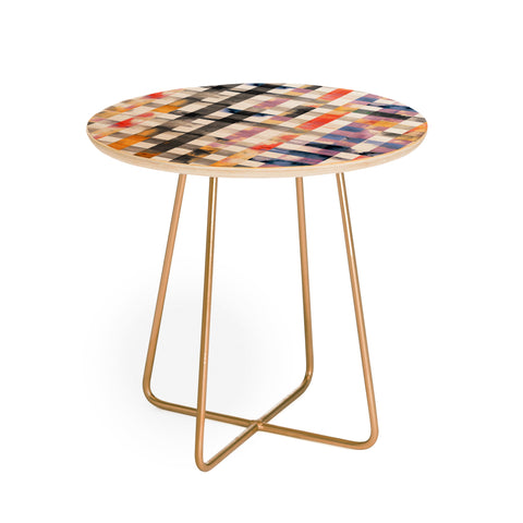 Ninola Design Summer Gingham Squares Watercolor Round Side Table
