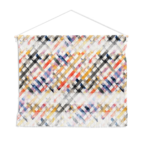 Ninola Design Summer Gingham Squares Watercolor Wall Hanging Landscape