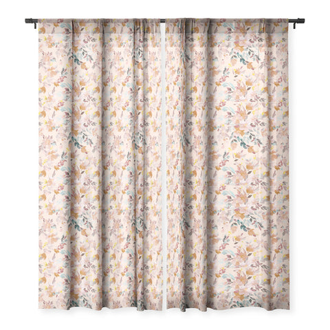 Ninola Design Summer Moroccan Floral Pink Sheer Window Curtain