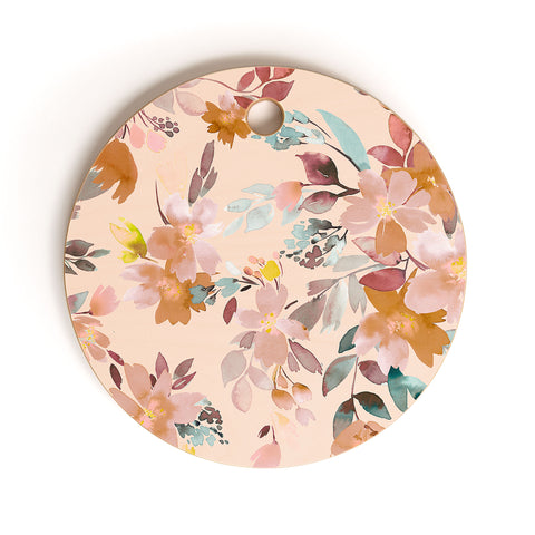 Ninola Design Summer Moroccan Floral Pink Cutting Board Round