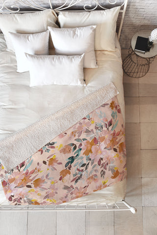 Ninola Design Summer Moroccan Floral Pink Fleece Throw Blanket