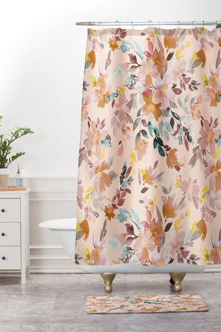 Ninola Design Summer Moroccan Floral Pink Shower Curtain And Mat