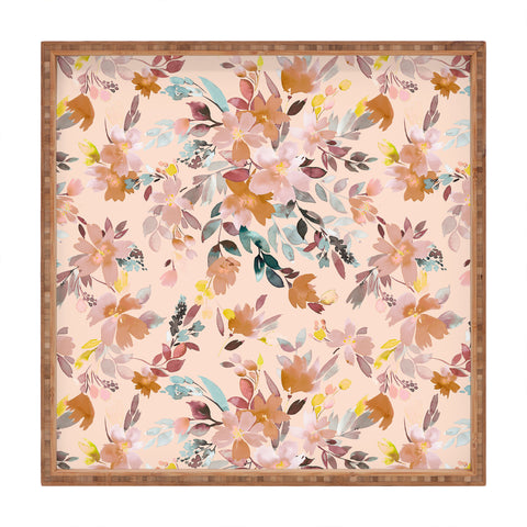 Ninola Design Summer Moroccan Floral Pink Square Tray