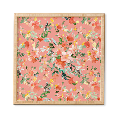 Ninola Design Summer Oleander Floral Coral Framed Wall Art